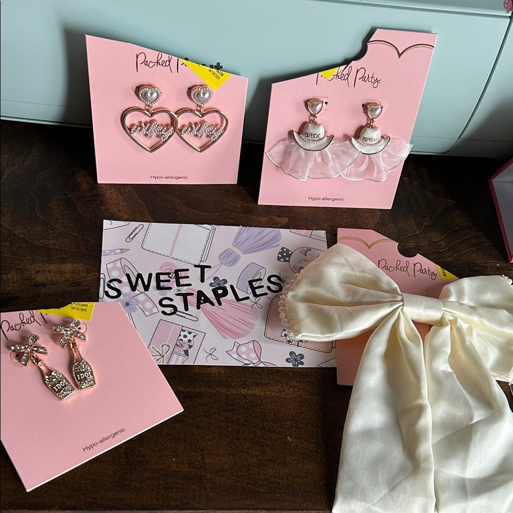 🎀Packed Party Earrings Hairbow Bundle I do wedding bachelorette ✨